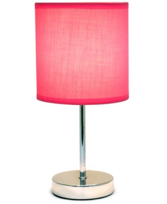 Simple Designs Chrome Mini Basic Table Lamp with Fabric Shade