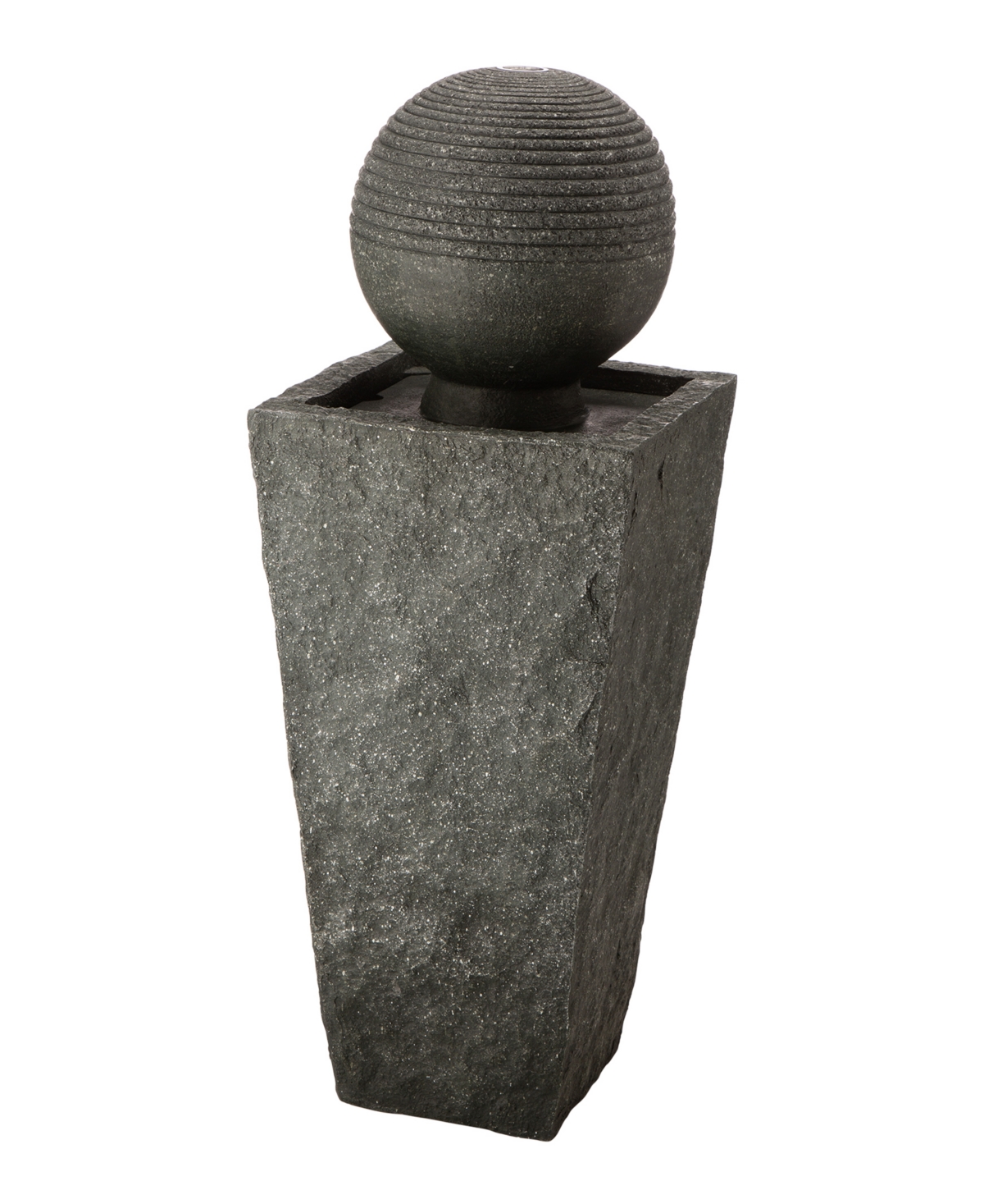 Rippling Floating Sphere Pedestal Outdoor Fountain with Pump and Led Light - Gray