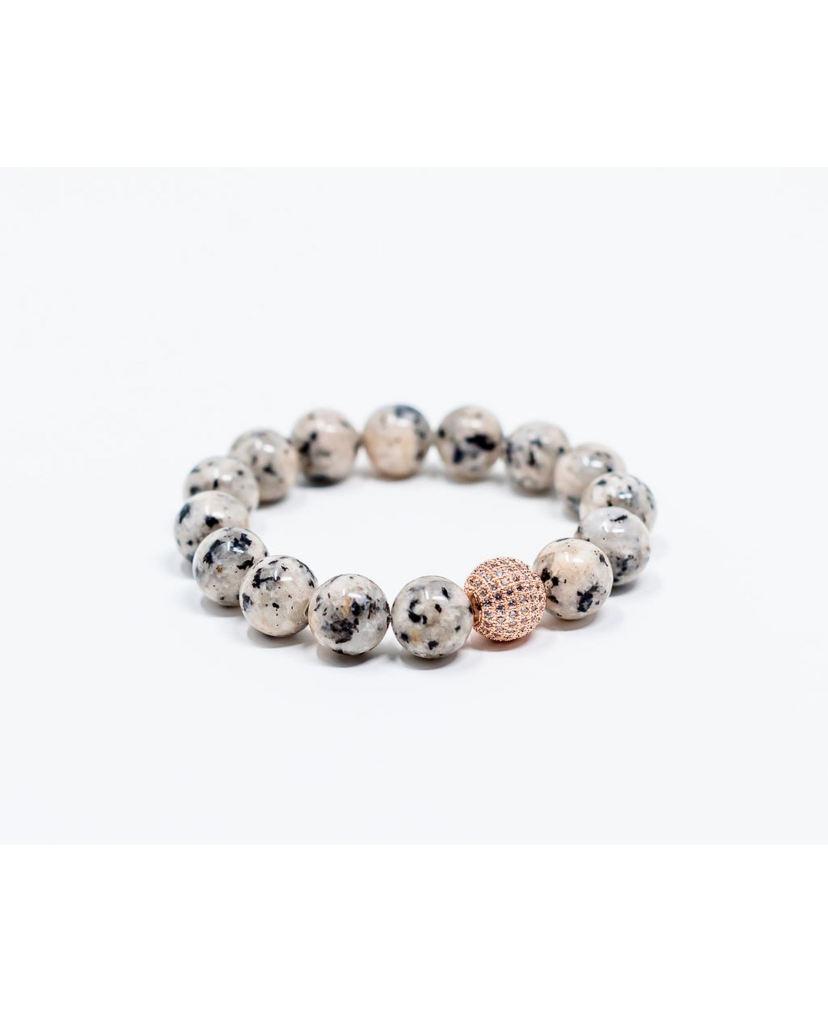 Katie's Cottage Barn Spotted Gray Jasper With Rose Gold Pave Accent Bracelet