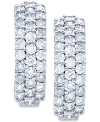 Diamond Pav&eacute; Small Huggie Hoop Earrings (1 ct. t.w.) in 14k White Gold