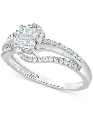 image of Diamond Princess Swirl Engagement Ring (1/2 ct. t.w.) in 14k White Gold