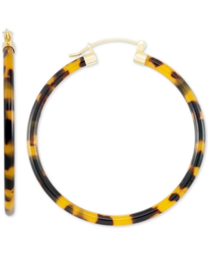 image of Simone I. Smith Large Tortoise Shell-Look Lucite Hoop Earrings in 18k Gold-Plated Sterling Silver