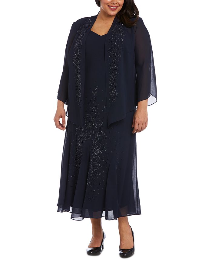 R And M Richards Randm Richards Plus Size Beaded V Neck Dress And Jacket And Reviews Dresses Women