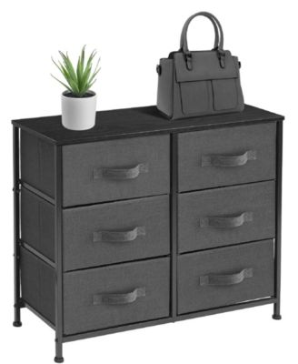 6 Drawers Dresser- Storage Unit with Steel Frame, Wood Top, Fabric Bins - for Bedroom, Closet, Office and more