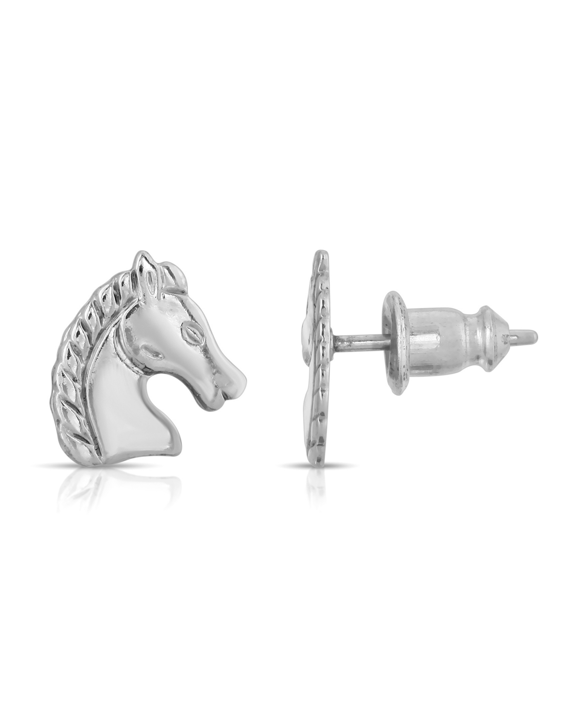 2028 Silver-tone Horse Stud Earrings In Grey