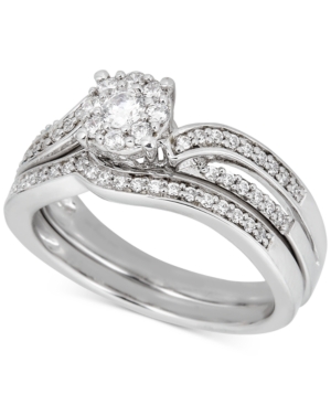 image of Diamond Halo Contoured Bridal Set (1/2 ct. t.w.) in 14k White Gold