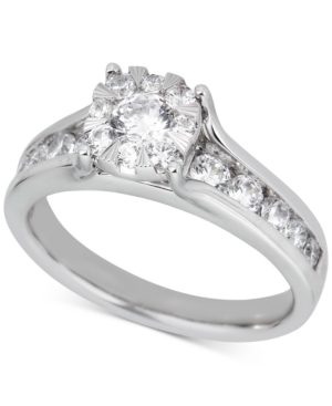 image of Diamond Halo Channel-Set Engagement Ring (1 ct. t.w.) in 14k White Gold