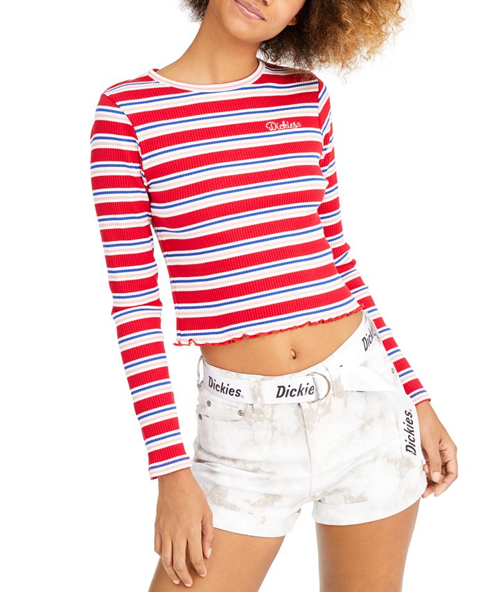 Dickies Stripe Long-Sleeve Crop T-Shirt & Reviews - Tops - Juniors - Macy's