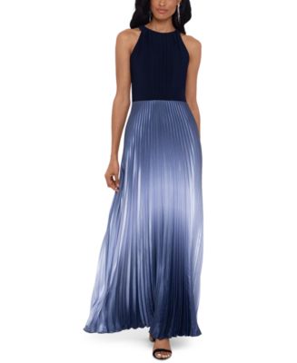 Betsy & Adam Pleated Ombré Halter Gown - Macy's