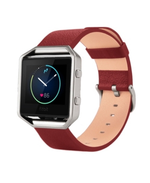 image of Posh Tech Unisex Fitbit Blaze Red Genuine Leather Watch Replacement Band