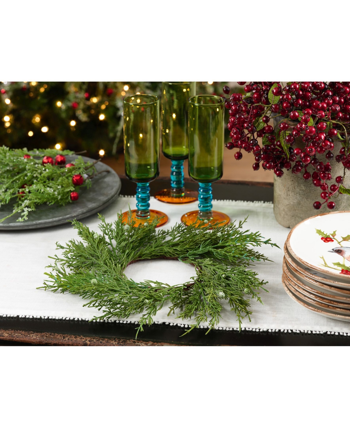 Saro Lifestyle Faux Cypress Wreath Set of 4