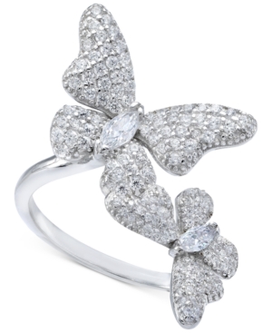 image of Cubic Zirconia Pave Butterfly Ring in Sterling Silver