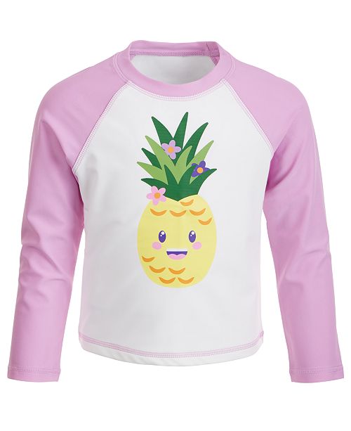 Miken Toddler Girls Pineapple Print Long Sleeve Rash Guard