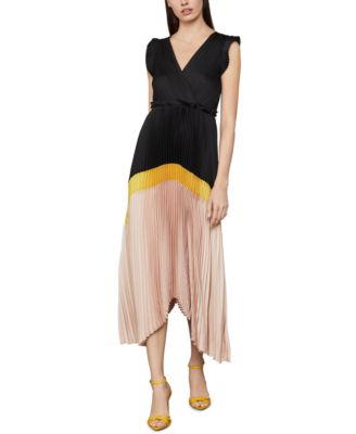 BCBGMAXAZRIA Colorblocked Pleated Satin Dress Macy s