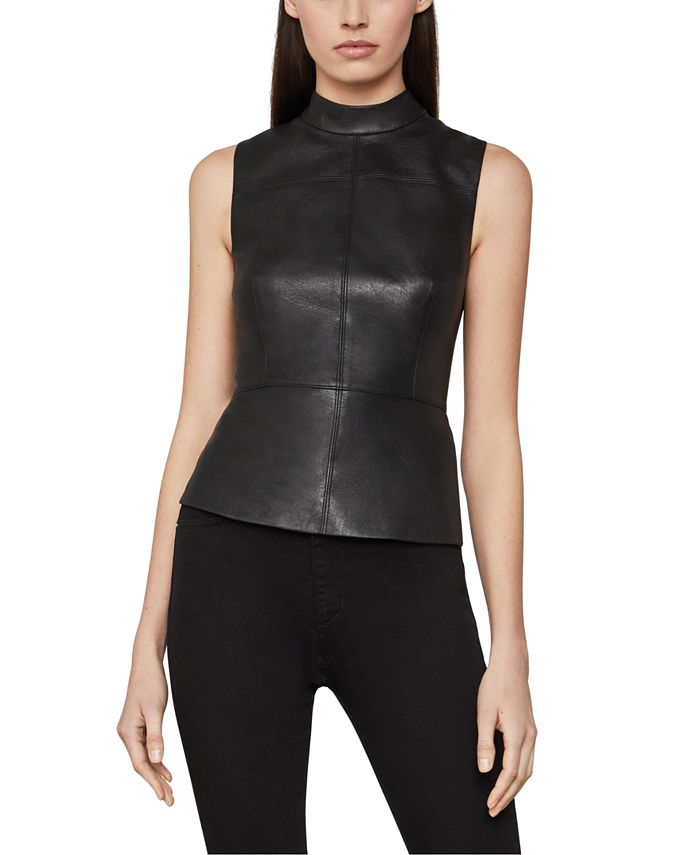 BCBGMAXAZRIA MockNeck FauxLeather Top Macy's