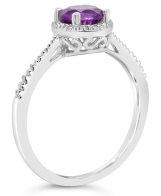 Amethyst (3/4 ct. t.w.) and Diamond Accent Ring in Sterling Silver (Also Available in Other Gemstones)