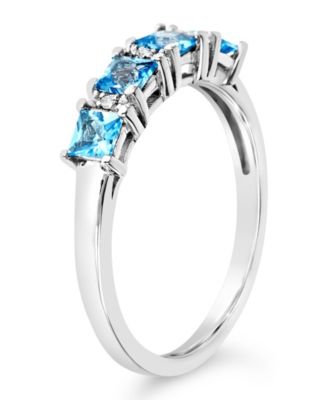 Gemstone and Diamond Accent Ring in Sterling Silver