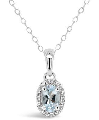 Macy's - Gemstone and Diamond Accent Pendant Necklace in Sterling Silver