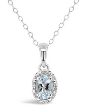 image of Aquamarine (3/8 ct. t.w.) and Diamond Accent Pendant Necklace in Sterling Silver (Also Available in Emerald)