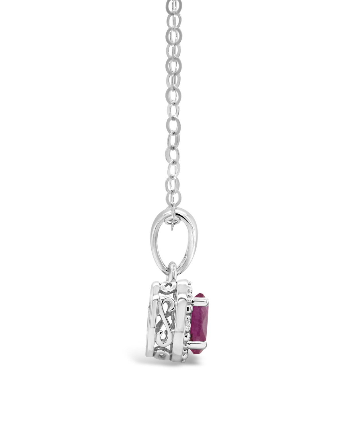 (5/8 ct. t.w.) and Diamond Accent Pendant Necklace in Sterling Silver - Ruby