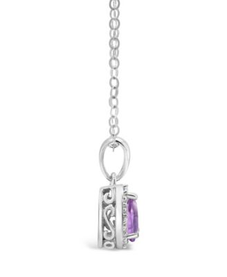 Gemstone and Diamond Accent Pendant Necklace in Sterling Silver