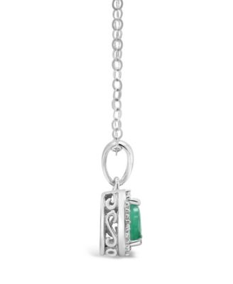 Emerald (3/8 ct. t.w.) and Diamond Accent Pendant Necklace in Sterling Silver