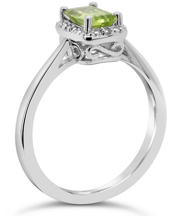 Macy's Gemstone and Diamond Accent Ring in Sterling Silver & Reviews ...