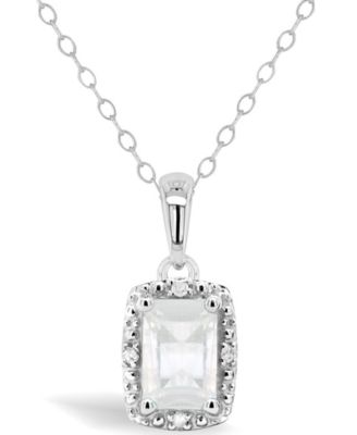 Gemstone and Diamond Accent Pendant Necklace in Sterling Silver