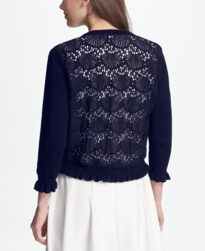 image of Dkny Open Front Cardigan with Lace Back, Created for Macy-s