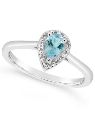 Swiss Blue Topaz (1/2 ct. t.w.) and Diamond Accent Pear Teardrop Ring in Sterling Silver (Also Available in Other Gemstones)