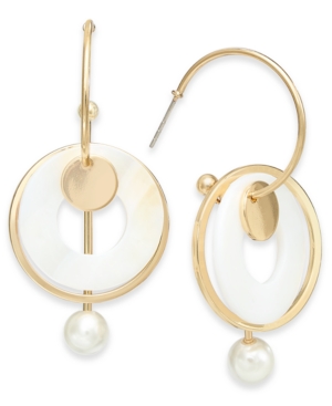 image of Alfani Gold-Tone Imitation Pearl Circle Drop Earrings, Created for Macy-s