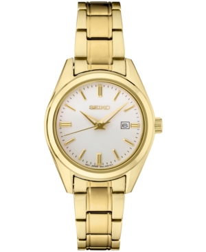 image of Seiko Women-s Essentials Gold-Tone Stainless Steel Bracelet Watch 29.8mm