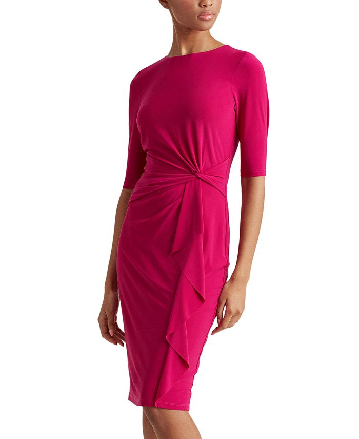 Lauren Ralph Lauren Petite Twisted-Knot Jersey Dress - Macy's