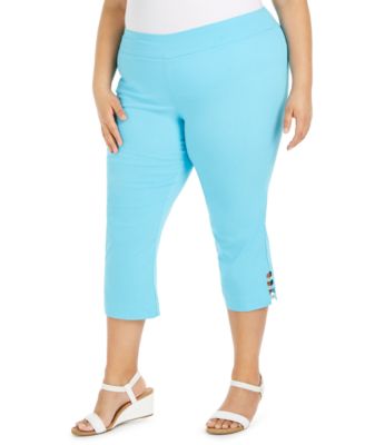 JM Collection - Plus Size Cutout-Hem Cropped Pants