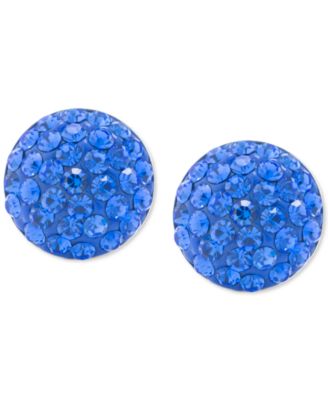 Crystal Pave Stud Earrings in Sterling Silver. Available in Clear, Blue, Gray, Red or Multi