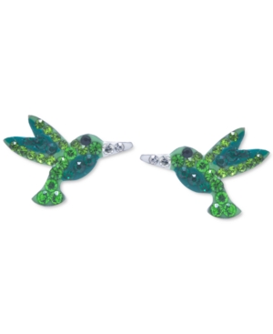 image of Crystal Hummingbird Stud Earrings in Sterling Silver