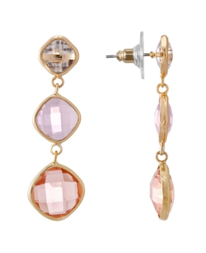 image of Nina Triple Drop Stone Linear Earring