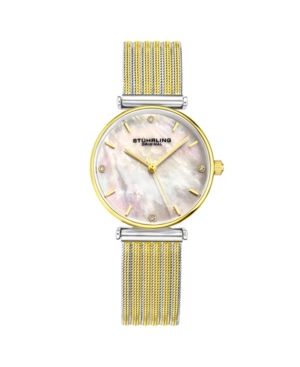 image of Stuhrling Women-s Gold - Silver Tone Mesh Stainless Steel Bracelet Watch 32mm