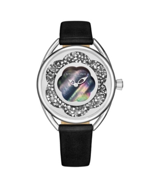 image of Stuhrling Women-s Black Leather Strap Watch 38mm