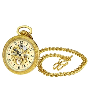 image of Stuhrling Women-s Gold Tone Stainless Steel Chain Pocket Watch 48mm