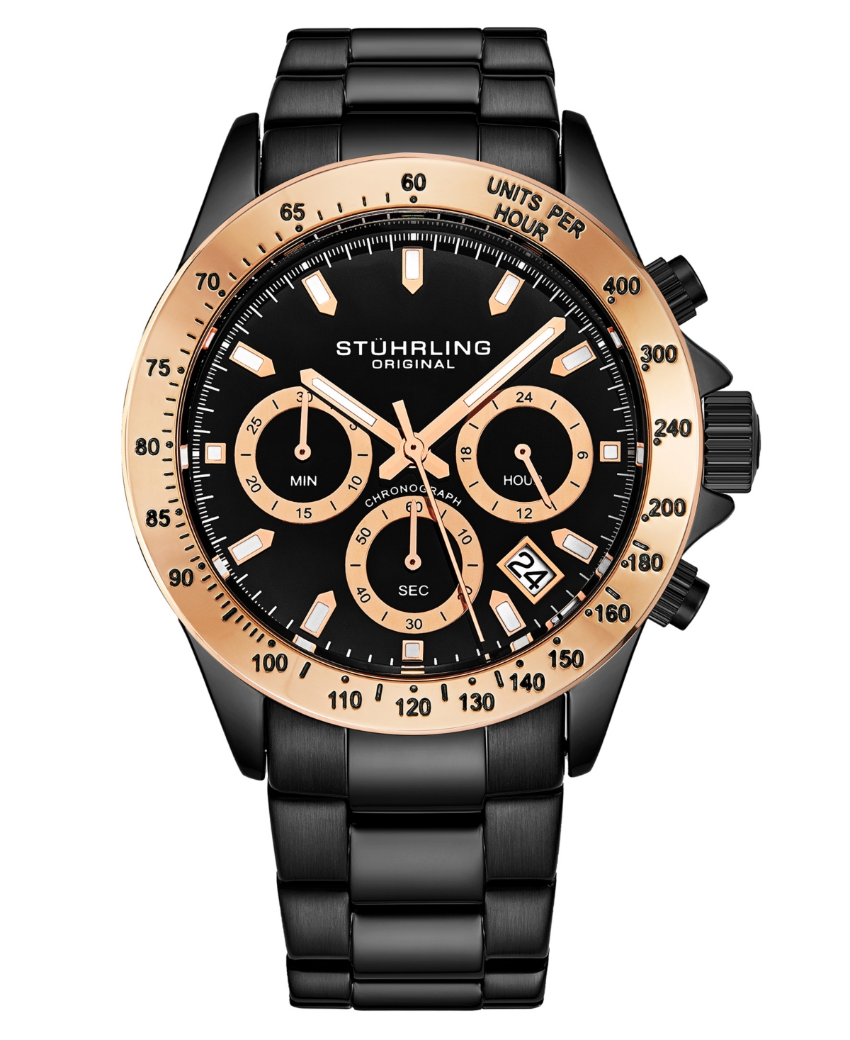 Men's Black Stainless Steel Bracelet Watch 42mm - Black