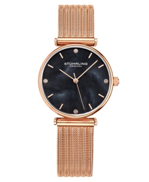 image of Stuhrling Women-s Rose Gold Mesh Stainless Steel Bracelet Watch 32mm
