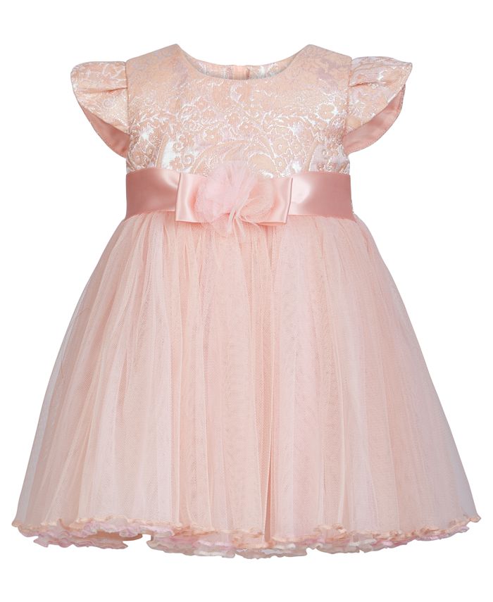 Bonnie Baby Baby Girls Jacquard Mesh Dress - Macy's