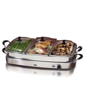 Elite Gourmet - Elite Platinum Deluxe 3 x 2.5 Qt. Stainless Steel Electric Buffet Server