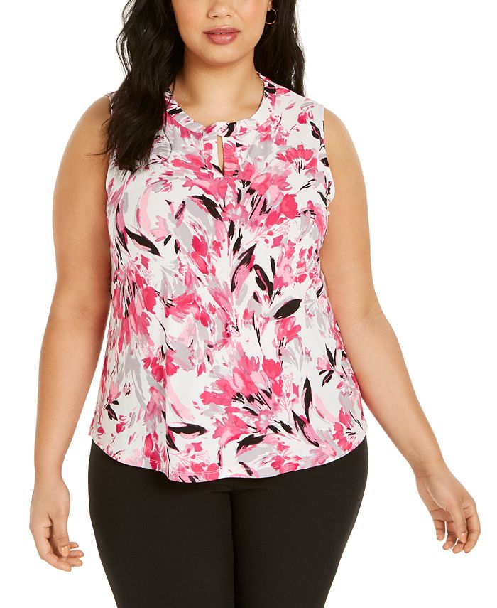 Kasper Plus Size Floral-Print Sleeveless Top - Macy's