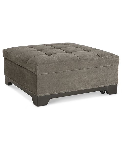 Furniture CLOSEOUT! Elliot Fabric Microfiber Storage Ottoman, Created