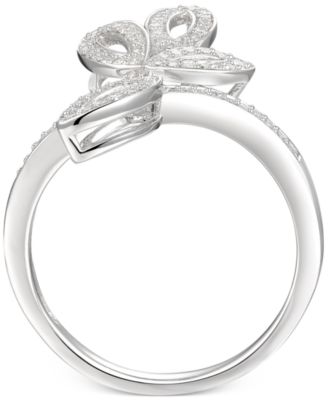 Diamond Leaf-Inspired Statement Ring (1/4 ct. t.w.) in Sterling Silver