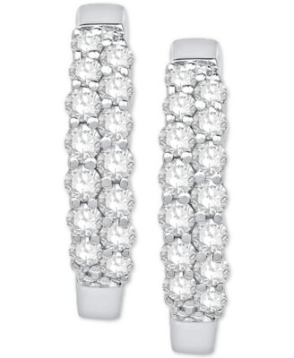 Diamond Two-Row Hoop Earrings in 14k White Gold (1/4 ct. t.w.)