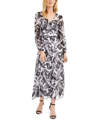 Calvin Klein Floral-Print Chiffon Maxi Dress - Macy's