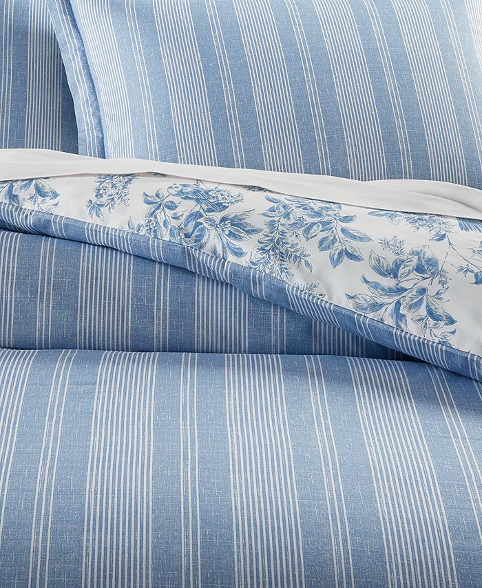 Martha Stewart Collection Percale Stripe Reversible King 3Pc